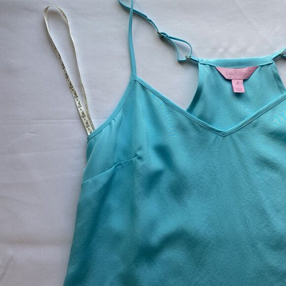 Lilly Pulitzer Silk Dusk Light Blue Racerback Tank Top Size Extra Small - Picture 5 of 14